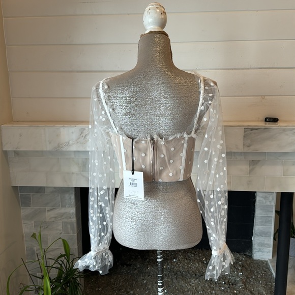 Runaway The Label Chloe White Spot Crop Top Size Medium NWTi - Picture 8 of 15